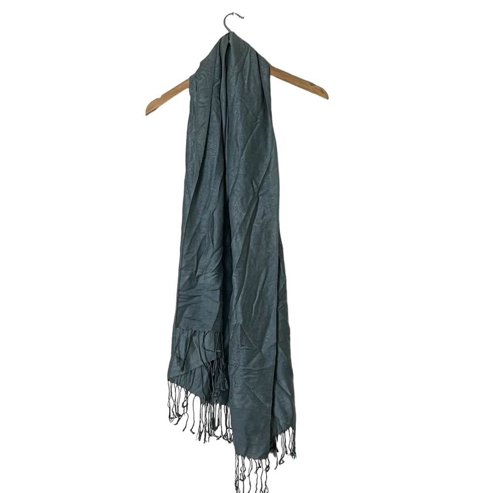 Gray oversized chic long fringe soft scarf wrap